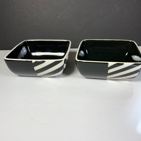 The Main Ingredient Bowl Cereal soup Pasta Black White Set 2 Yin Yang Zebra #E4 - Picture 2 of 6